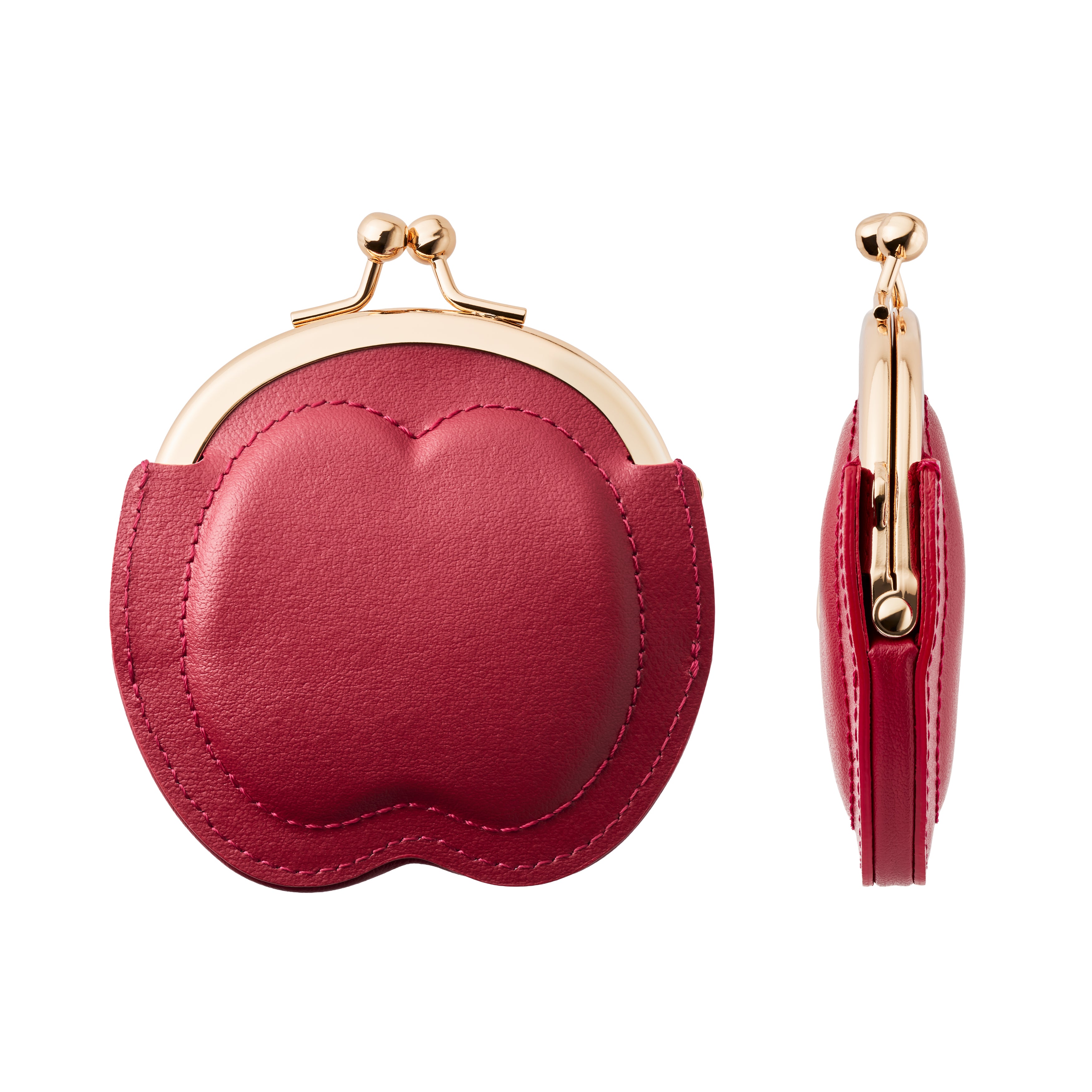 りんごがま口 ワインレッド