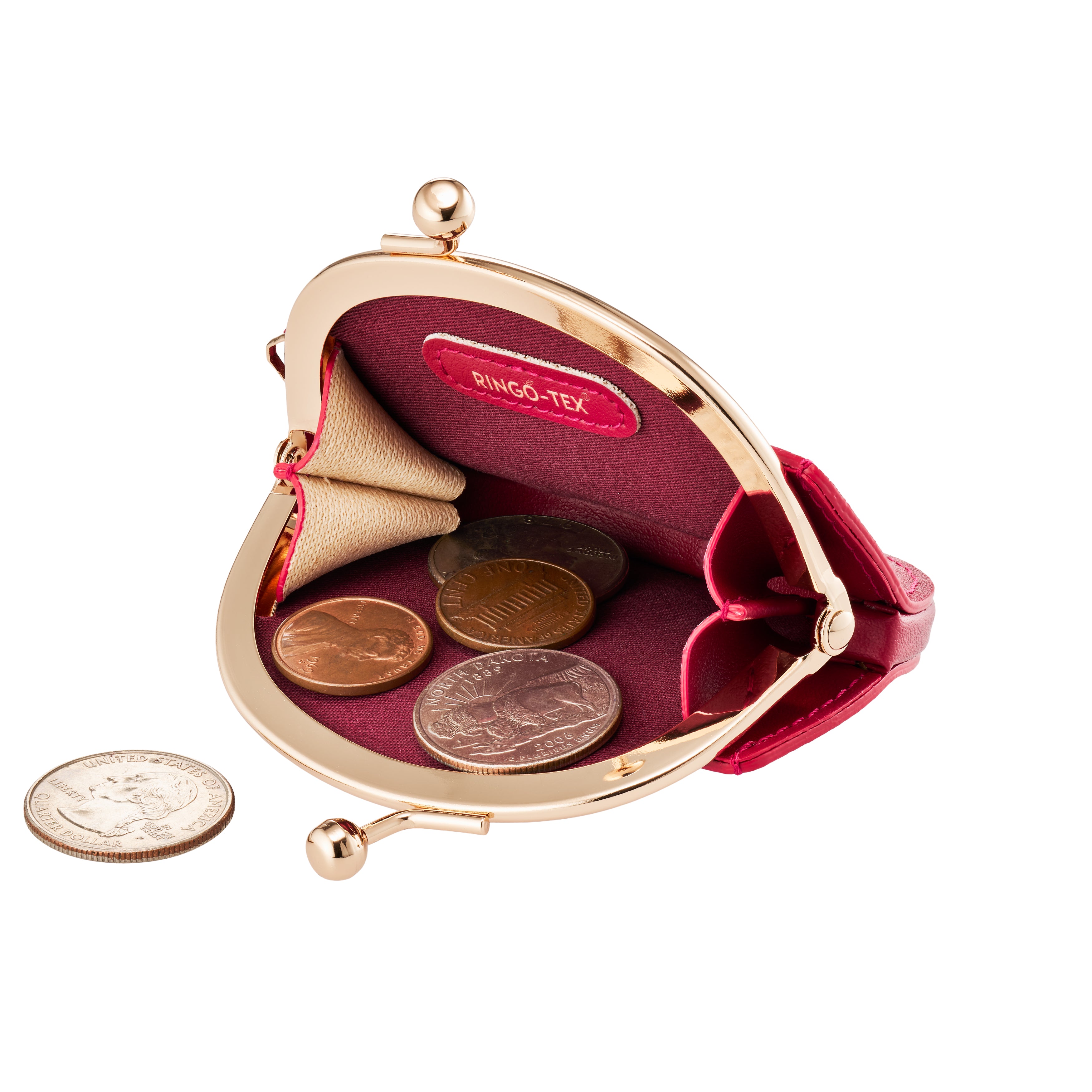 りんごがま口 ワインレッド